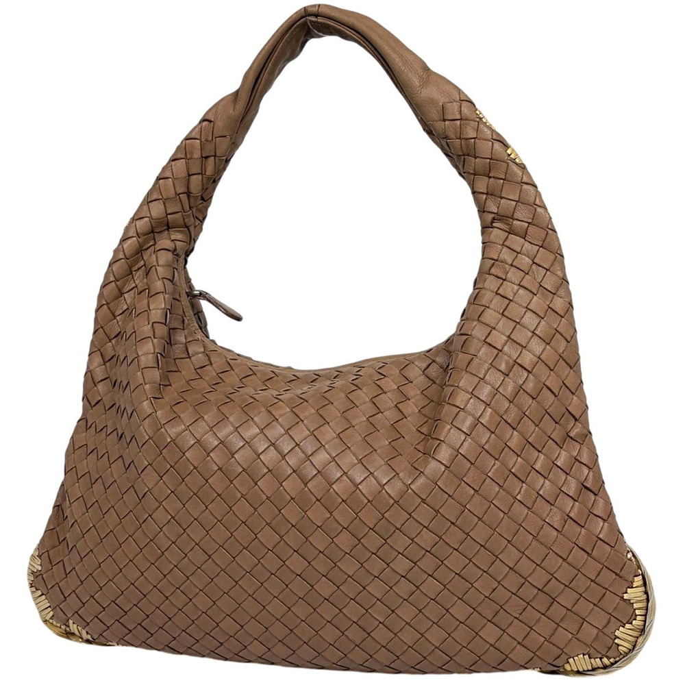 Bottega Veneta Intrecciato Shoulder Bag Hobo Leather Brown